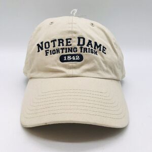 Vtg. Notre Dame Fighting Irish 1842 Cap Twins Enterprise Tan Twill Stra[back NWT
